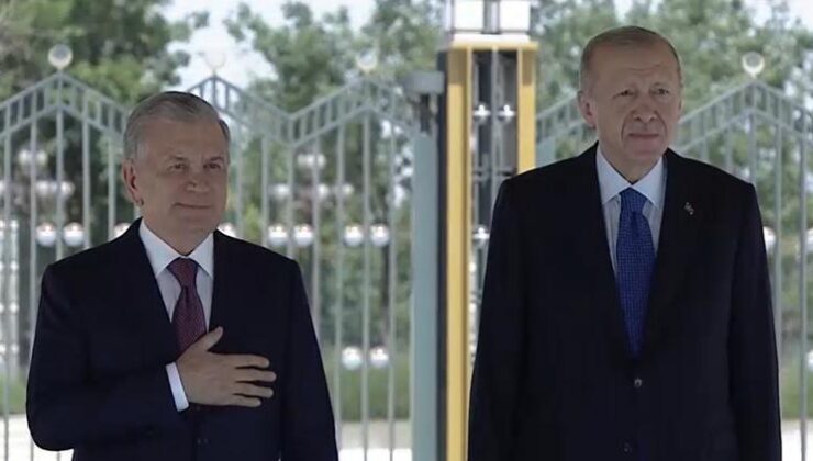 Erdoğan, Özbekistan lideri Mirziyoyev’i resmi törenle karşıladı